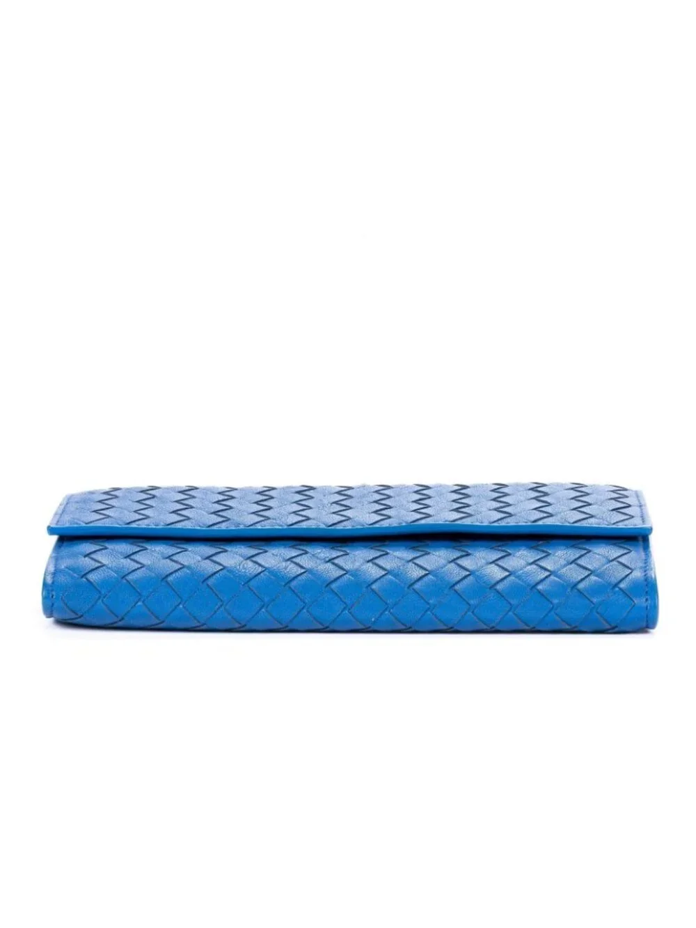 Bottega Veneta Flap Blue Intrecciato Calfskin Leathera